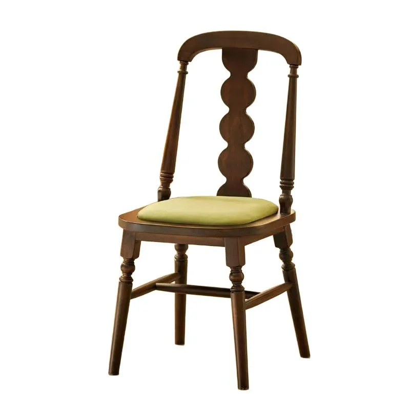 French retro medieval dining chair, backrest rattan light luxury simple