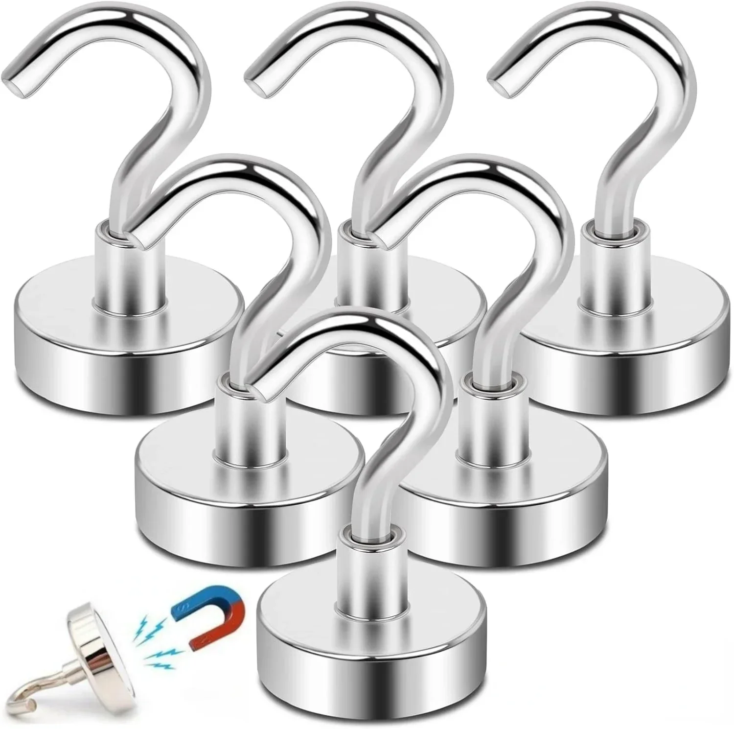 Multi‑Size Magnetic Hooks E10‑E20mm, Practical Metal Hanging Hooks for Refrigerator, Kitchen, Bar, Key & Bathroom Item Storage