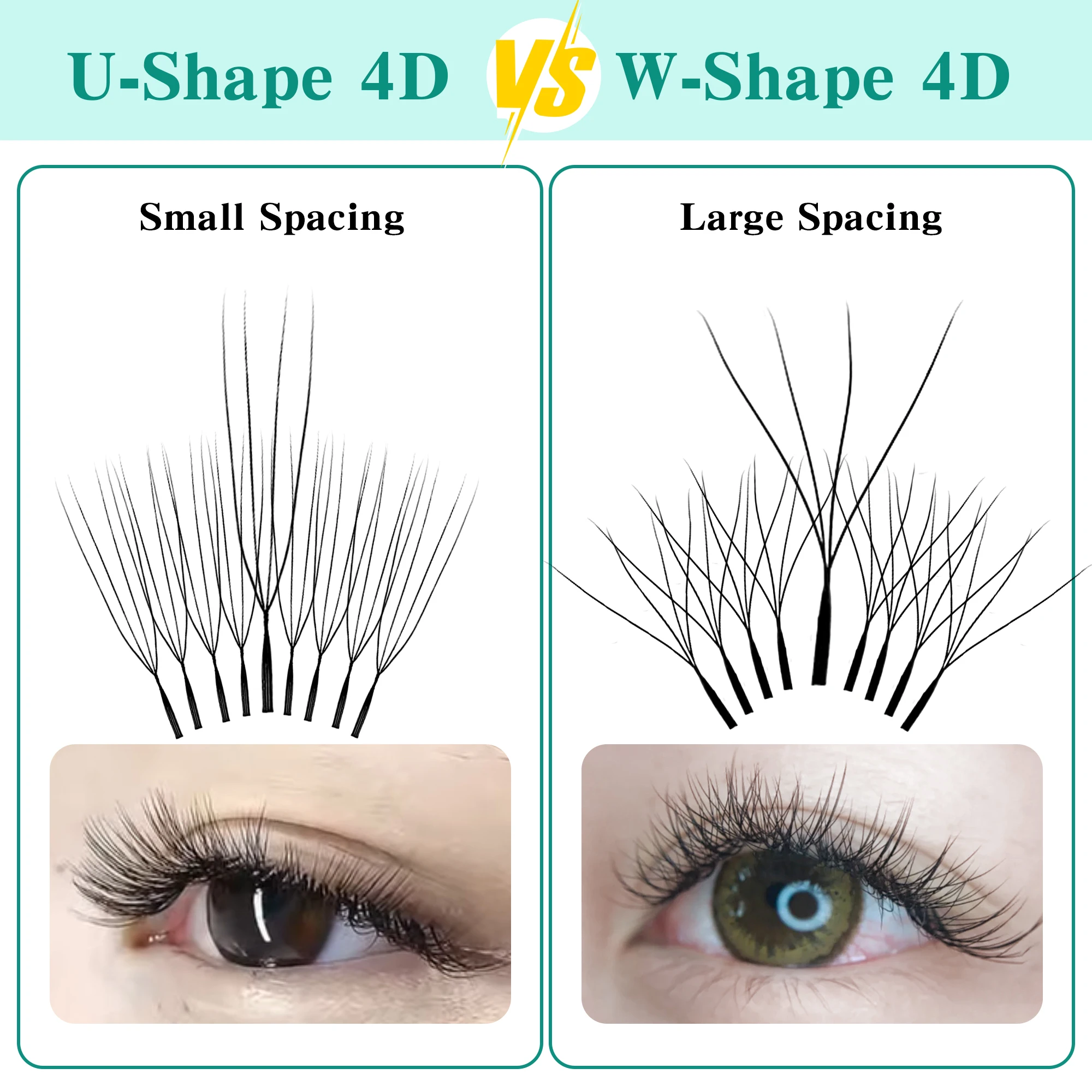 LAKANAKU-extensiones de pestañas YY 4D en forma de U, 4D UU, nuevo estilo, Cilios en forma de U, pestañas prefabricadas, volumen de abanicos, visón esponjoso, Faux Fio u