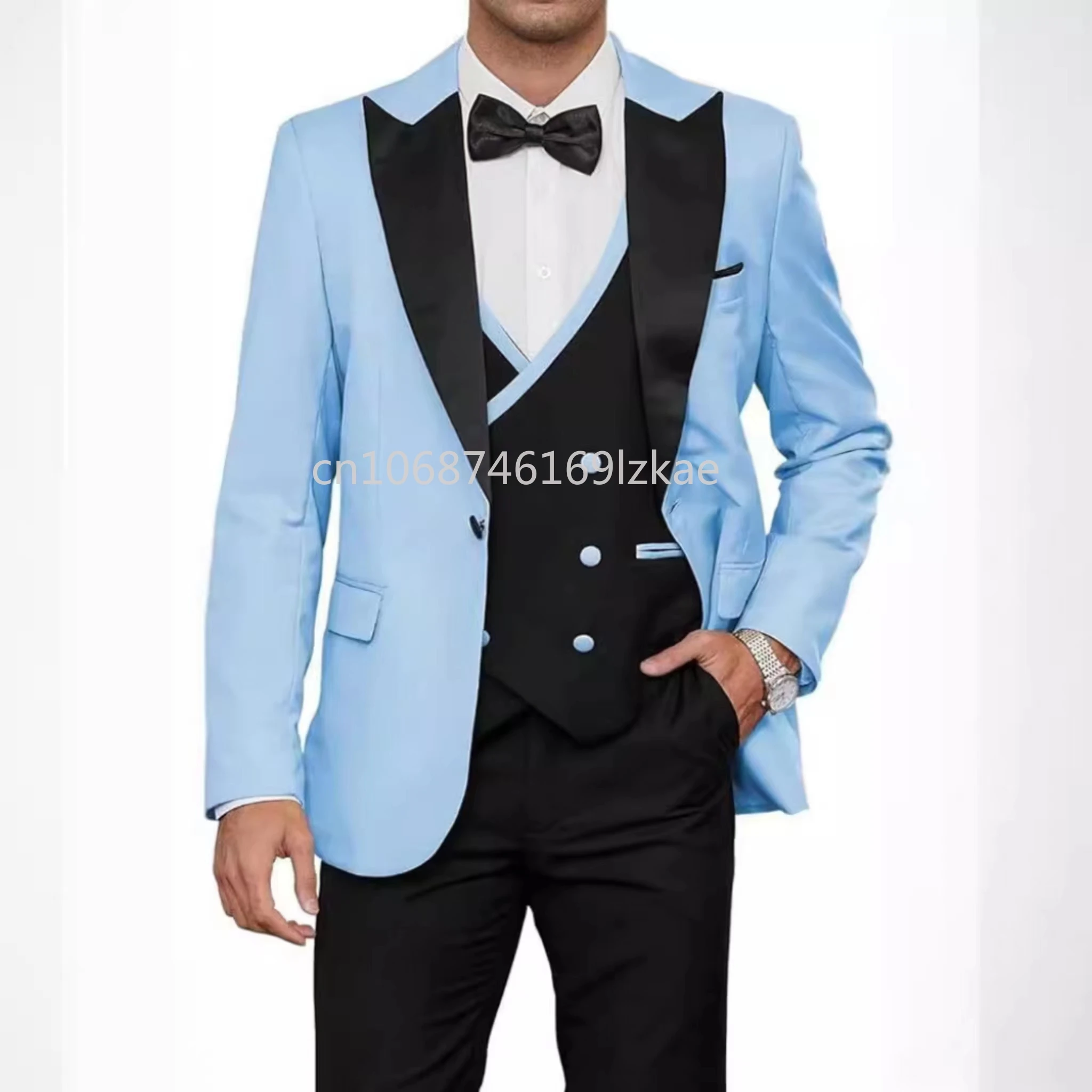 Formal Luxury Suit For Men One Button 3-Piece Blazer Vest And Pants set Elegant Tuxedos Wedding Dresses Prom Suits Set