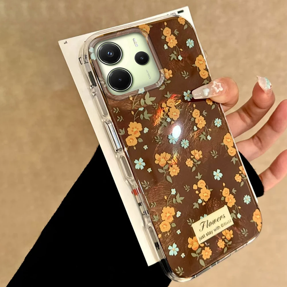Vintage gelbe Blume Frauen Mädchen Handyhülle für Xiaomi Redmi Note 14 13 12 11 10 11S 10S 9 8 Pro 14C 13C A1 A3 A4 A3X 9C Abdeckung