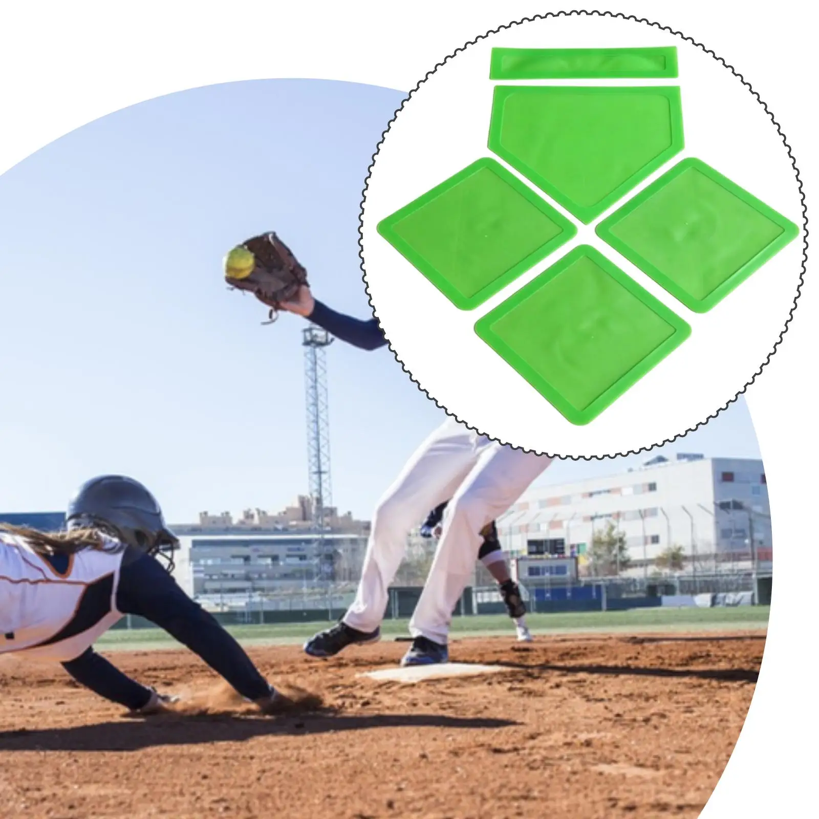 

Baseball Base Set 5 Piece Lightweight TPE Throw Down Softball Home Plate for Kids Outdoor Practice