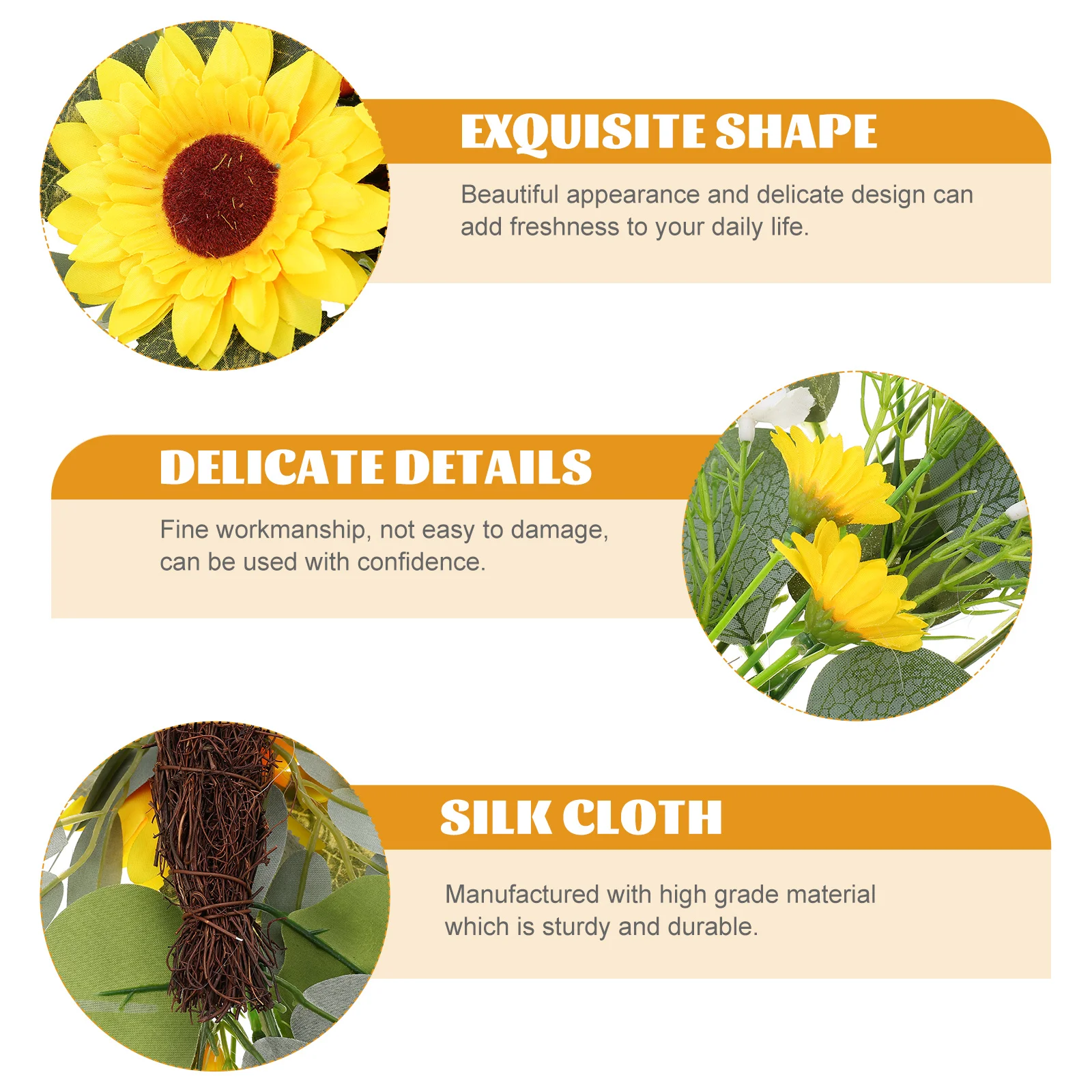 

2pcs Simulated Sunflower Ornaments Artificial Floral Decor Wedding Diy Home Decoration Fake Flower Adornment Door Arch Chair