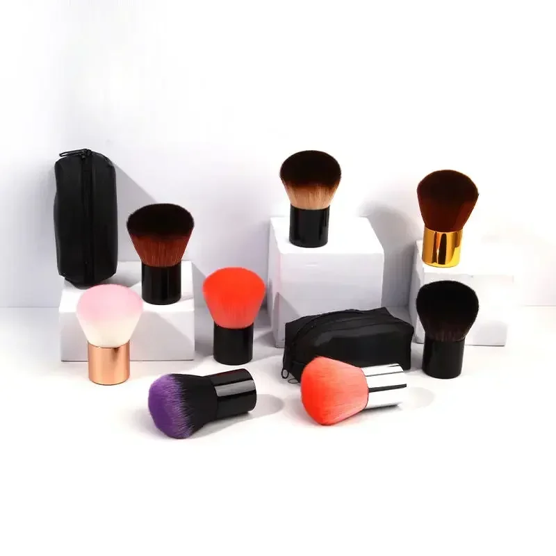 Outil de beauté de pinceau de maquillage-1 pièces fond de teint, Blush, correcteur, Contour, point culminant, pinceau de joue pour mélanger, dessus rond coudé