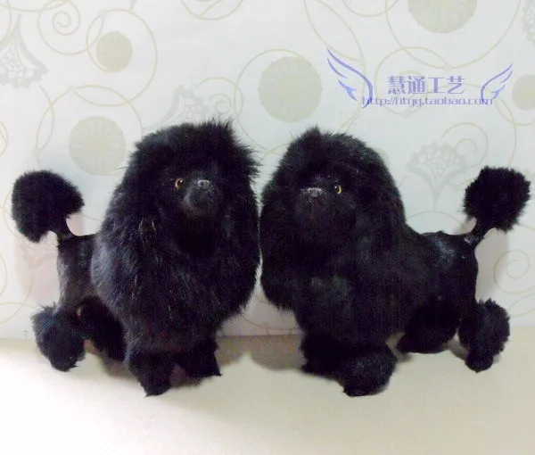 Simulation Dog Black Poodle Model Plastic&furs Dog HandiCraft Home Desk Decoration Living Room Ornament Toy Gift d0685