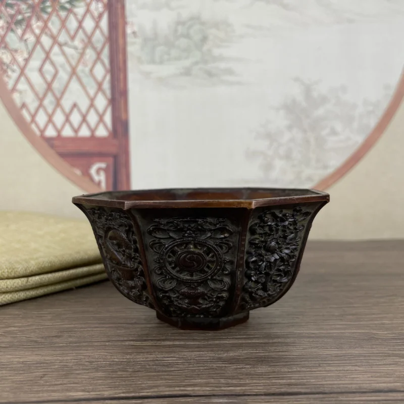 New handcrafted copperware, "Hundred Blessings" wine , distressed tea , home decoration cup, vintage item