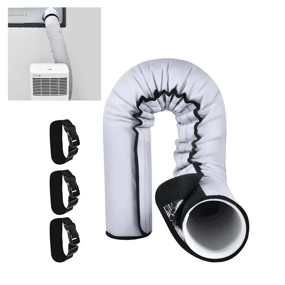 Air Conditioner Exhaust Hose Insulation Cover Waterproof Heat Duct Sleeve With 3 Adjustable Buckle Straps Fit 5 Inch & 5.9 Inch