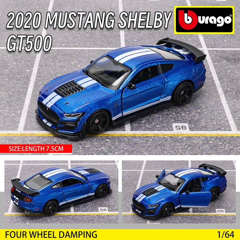 Bburago 2020 mustang shelby gt500 Car Model Collection Kids Xmas Gift Toys for Boys Ferrari  Benz Volkswagen