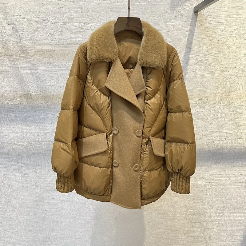 2025 ملابس نسائية موضة فضفاضة مرقعة سترة المنك خريف شتاء جديد 1105 #3