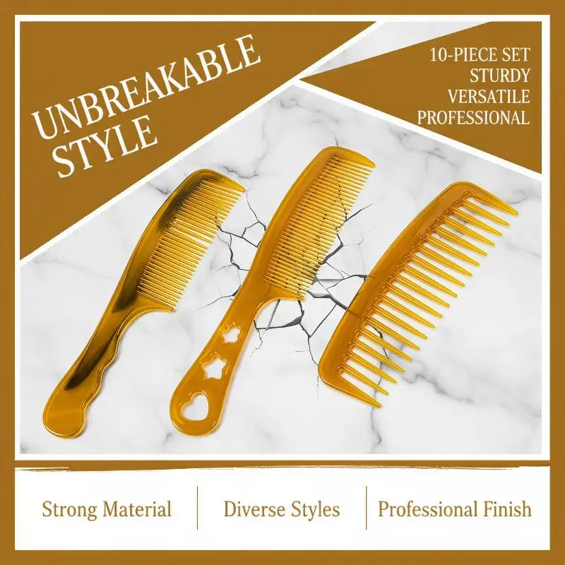 10Pcs Hair Comb Set Anti Static Plastic Detangling Assorted Sizes Styles Ideal Gift for Family Friends