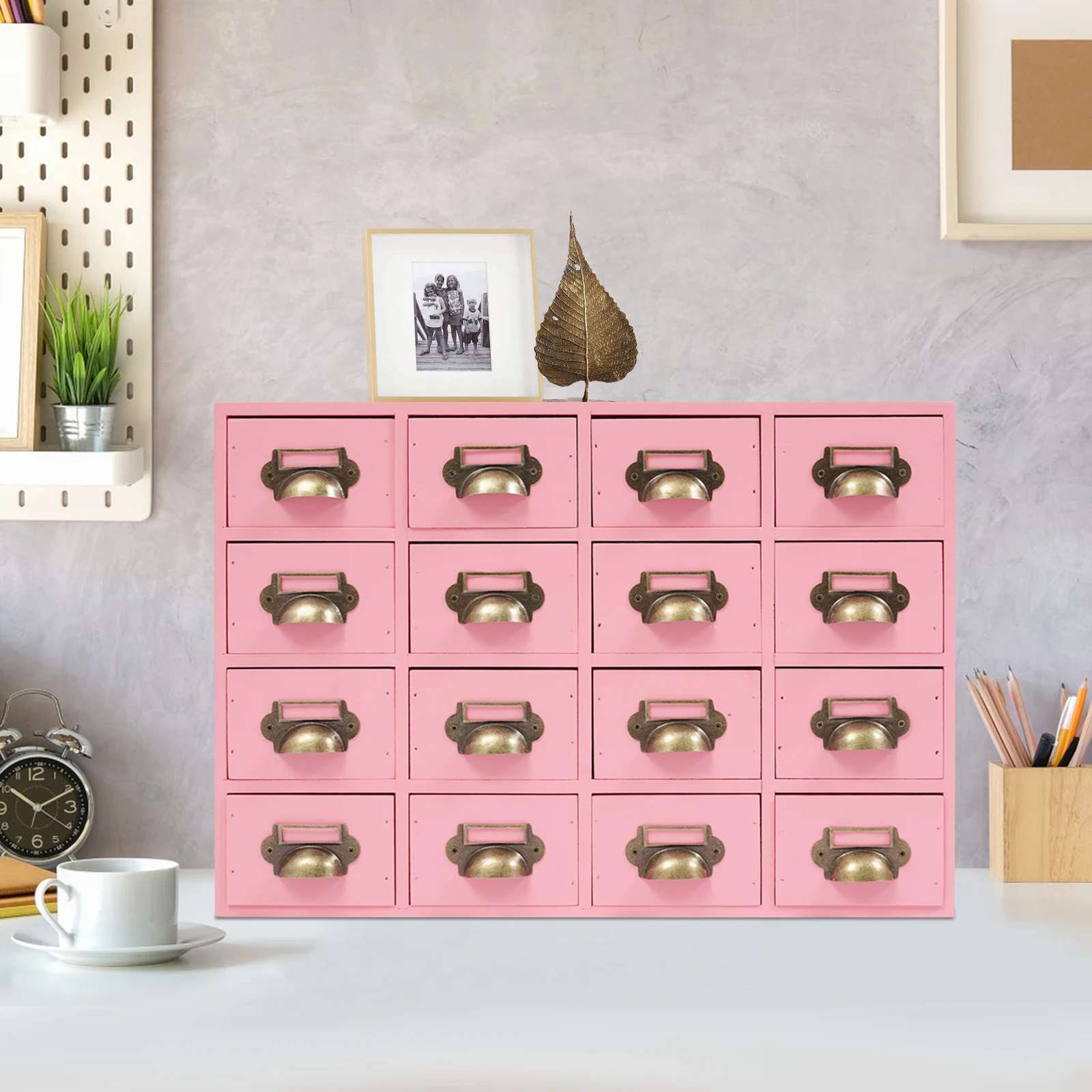 

16 Drawers Storage Cabinet,, Apothecary Chests and Cabinets, Herb Storage Box, Wooden Desk Drawer Organizer