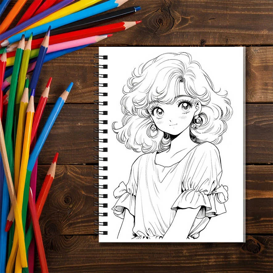 Anime Divas Adult Coloring Book - 8.3x 11.2 Inch 22 Page Coloring Book - Helps Reduce Stress and Ease Emotions