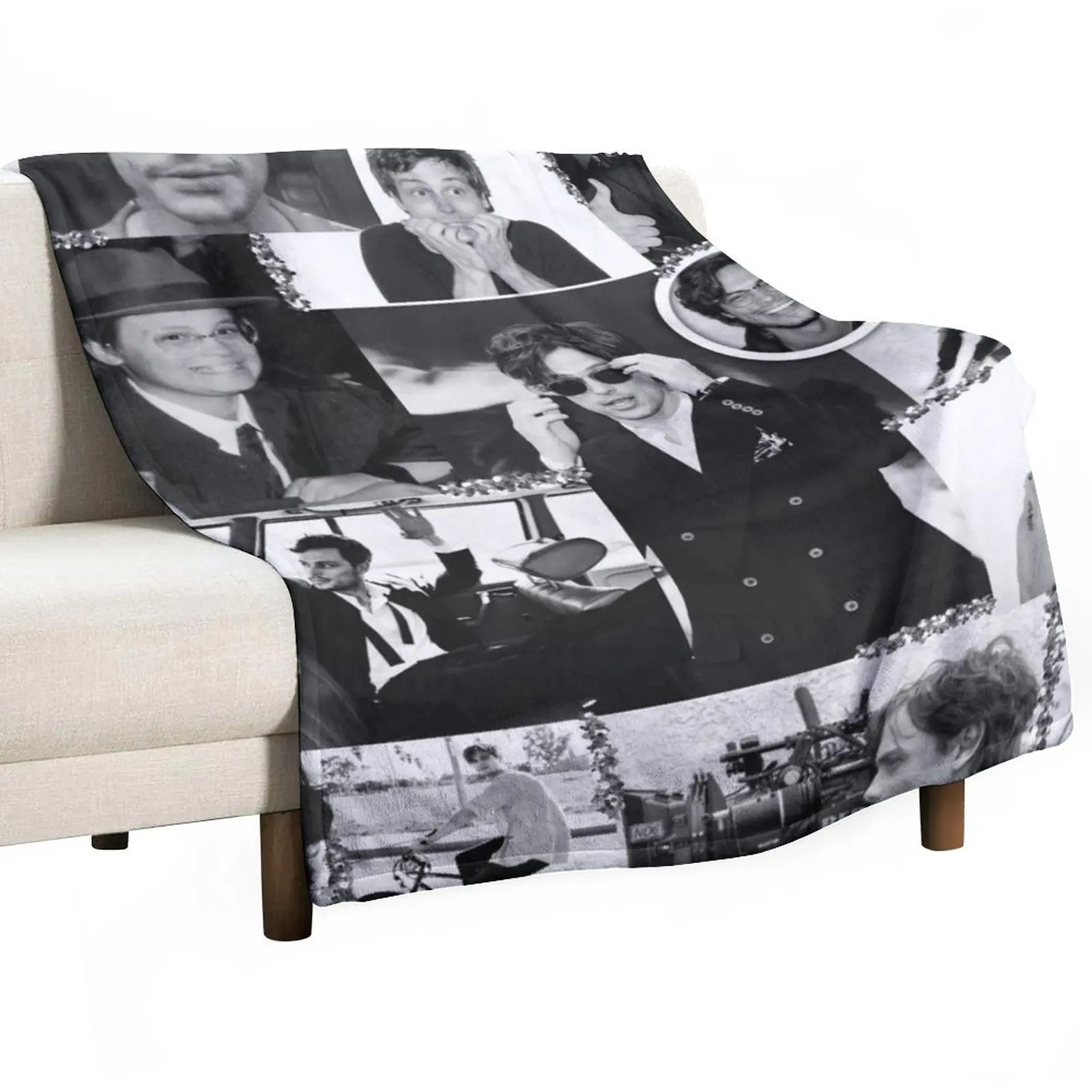 

Matthew Gray Gubler Collage b&w Throw Blanket Beautifuls Fashion Sofas Summer decorative Blankets