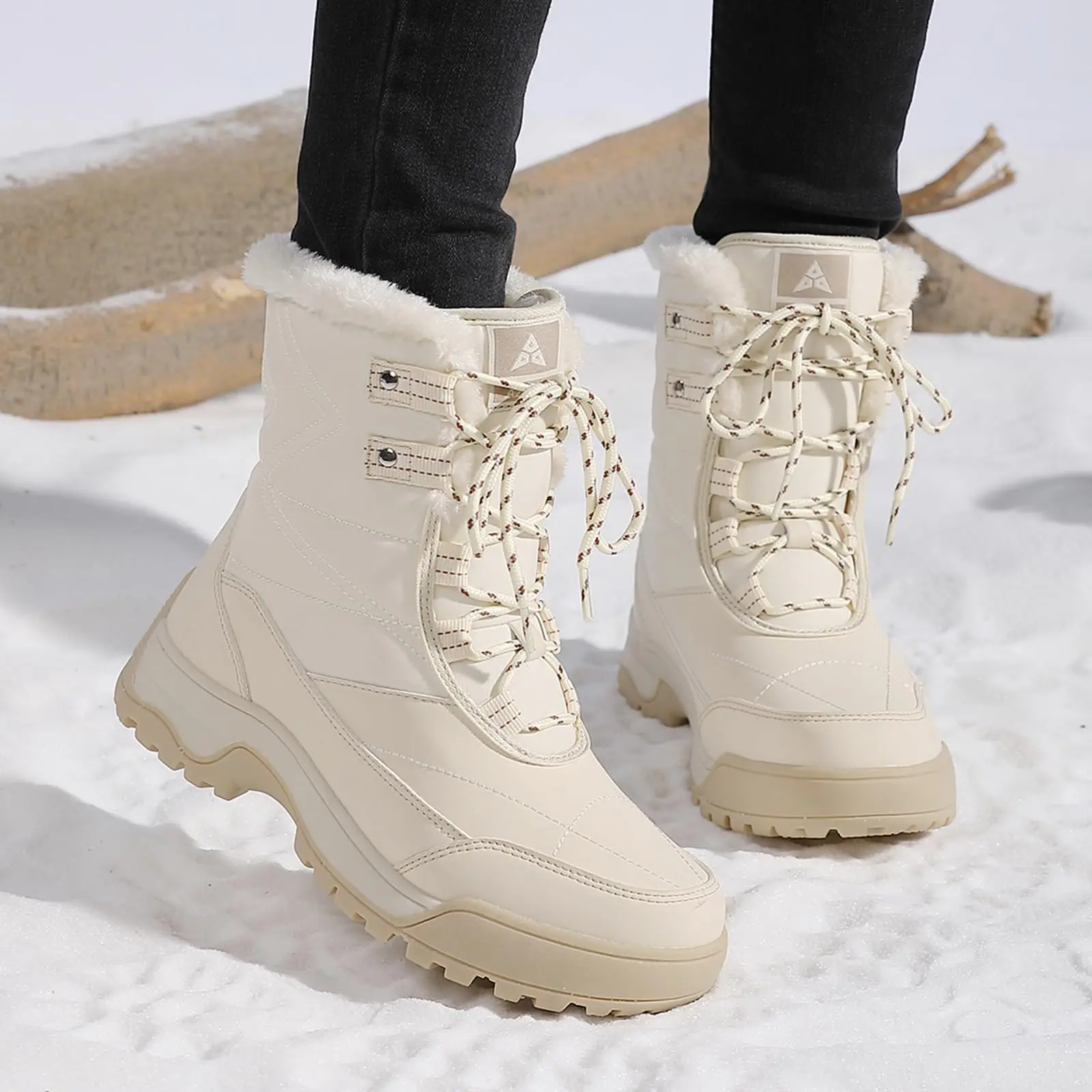 

Женские непромокаемые зимние зимние ботинки с теплой меховой подкладкой, удобные ботинки до середины икры на нескользящей платформе с поддержкой свода стопы