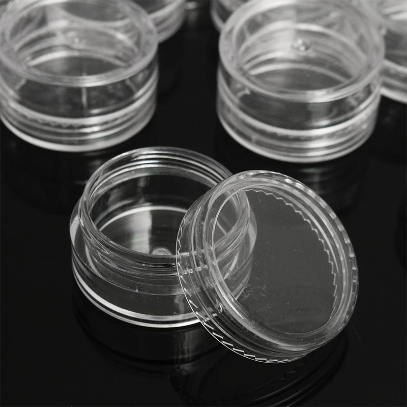 50pcs 5g Sample Clear Cream Jar Mini Cosmetic Bottles Containers Transparent Pot For Nail Arts Small Clear Can Tin For Balm