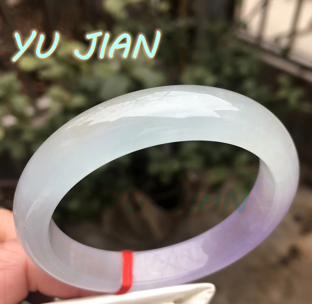 

High Ice Rare Light Purple White Natural Myanmar Grade A Jadeite Unique Exquisite Bracelet Handring Jade Elegance Fine Jewelry