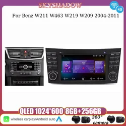 Carplay Auto Android 14.0 12G+256G IPS 4G LTE Car DVD Player GPS WIFI Bluetooth RDS Radio For Benz W211 W463 W219 W209 2004-2011