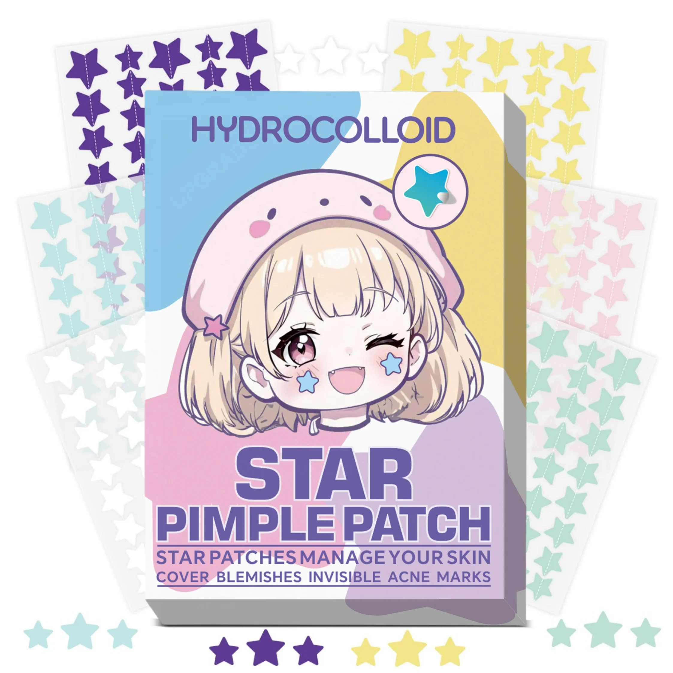 40 pieces of multi-color star acne patches, facial acne patches, concealer acne patches, and pimples patches, ultra-thin image 5