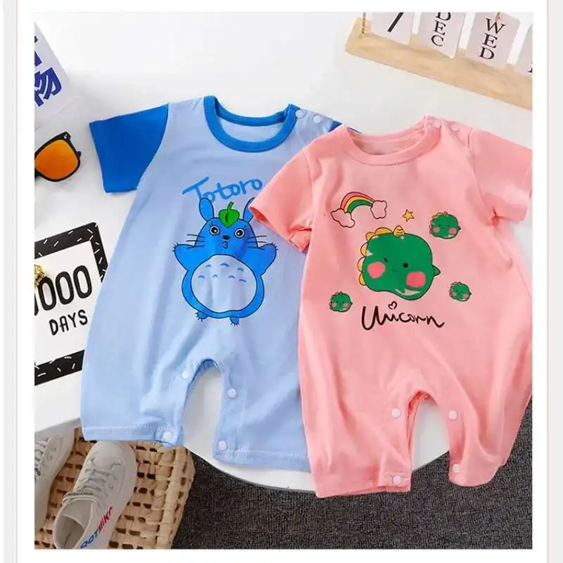 

New Summer Newborn Girl Cotton Short Sleeve Romper Infant Boy Thin Cartoon Bear Pajamas Baby Jumpsuit Bebe 0-3Y Onesies Clothes