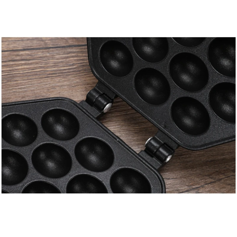 1 PCS Eggettes Iron Aluminum Hongkong Waffle Pan Mould Non-Stick Coating DIY Muffins Plate Black