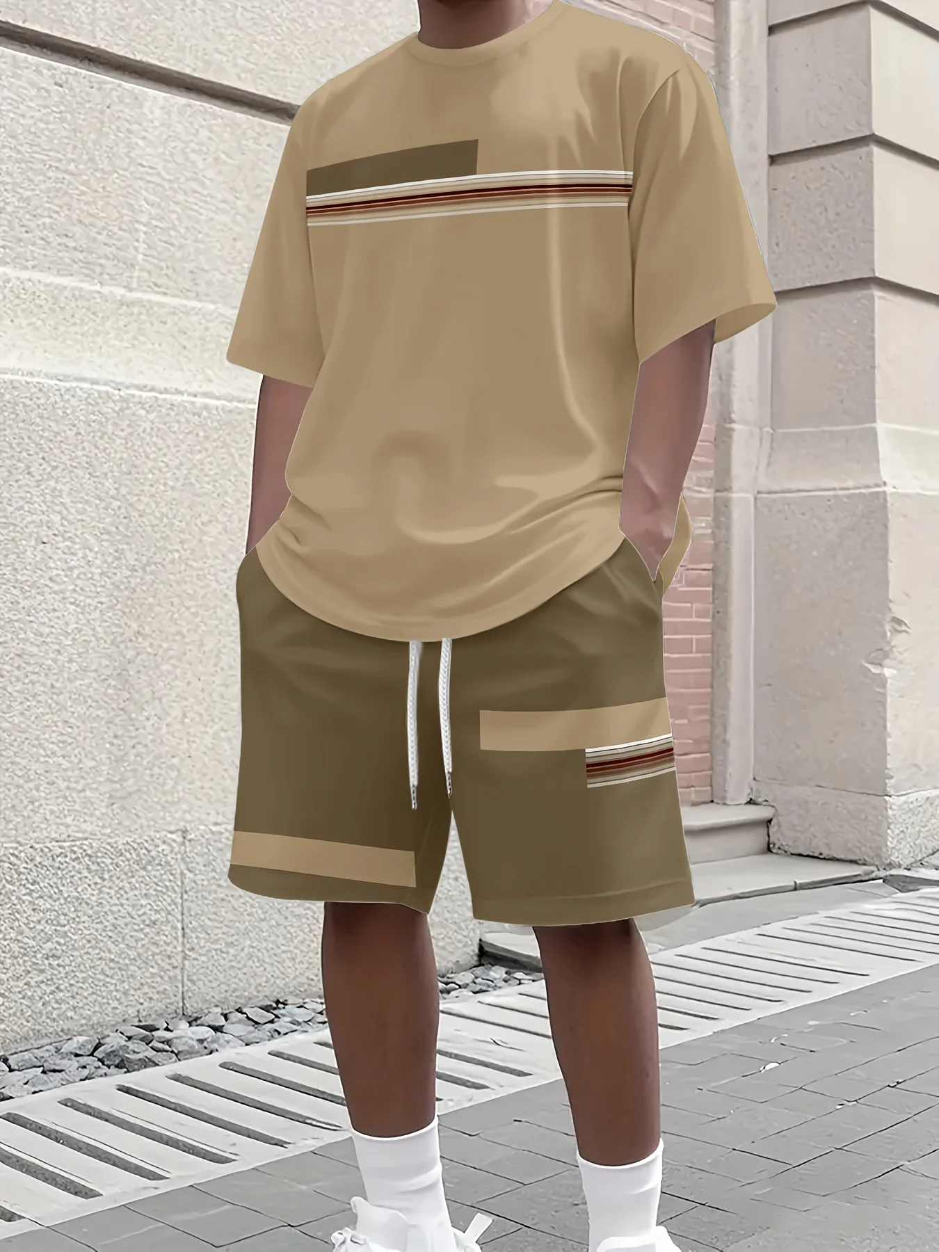 

2025 Fashion Short Sleeve Casual 3D Printed T-shirt Outdoor Sport Leisure Party Attire Round Neck T-shirt and Shorts