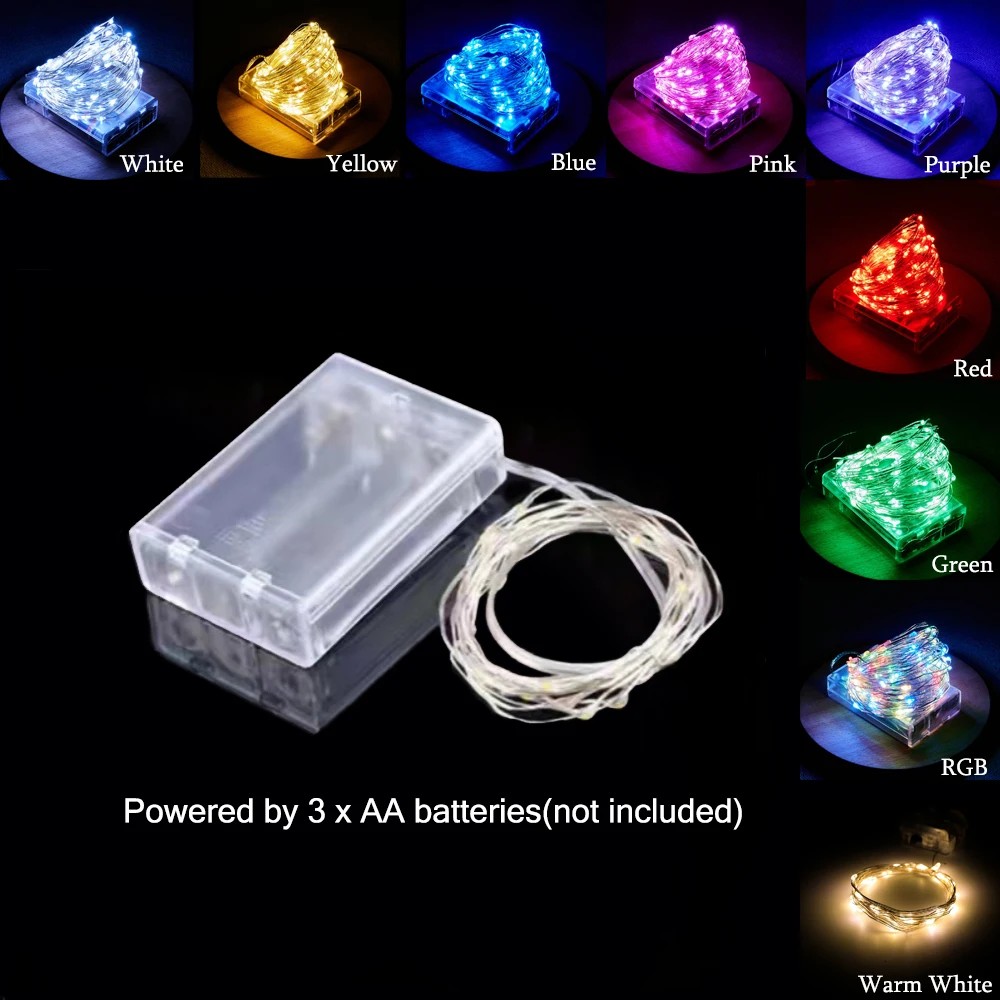 

3M 5M 10M LED String Lights Silver Wire Garland Light AA Battery Powered Fairy Lights For Christmas Outdoor Wedding Decoration