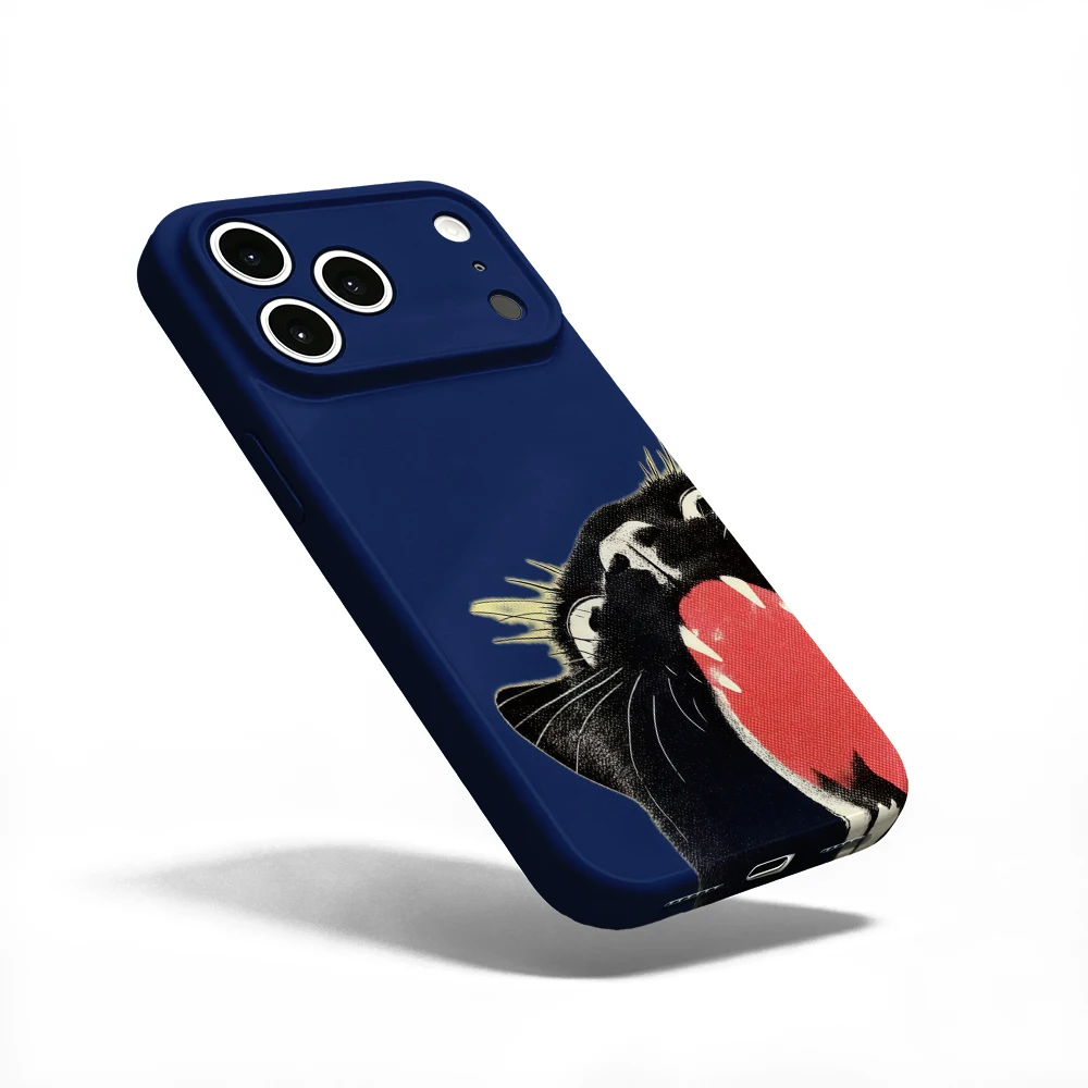 Silly Black Cat blue Phone Case For iPhone 17 16 15 14 13 12 11 Pro Max Air 16e 7 8 Plus XS Max X XR Hard PC Bumper Cover - view 2