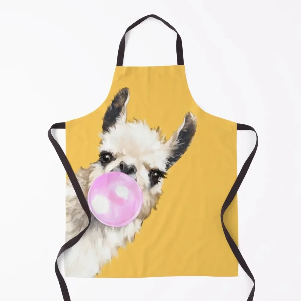 

Bubble Gum Sneaky Llama in Mustard Yellow Apron Nursing chef costume Novelties Kitchen And Home Apron
