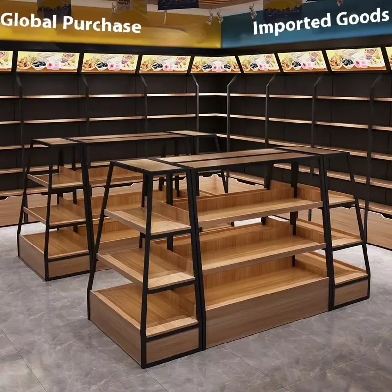 Custom Modern Wooden Bakery Display Rack Fashion Dessert Shop Design Custom Bread Display Rack