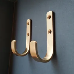 Massief koperen haken voor het ophangen van kleding, hoeden, tassen, paraplu en sleutels, wandmontage, gouden kapstokhangers met schroeven