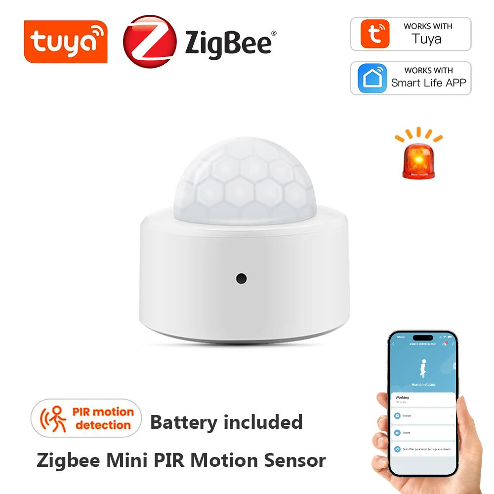 Мини-датчик движения Tuya Zigbee, инфракрасный детектор движения, работает с Alexa, Amazon, Google Home