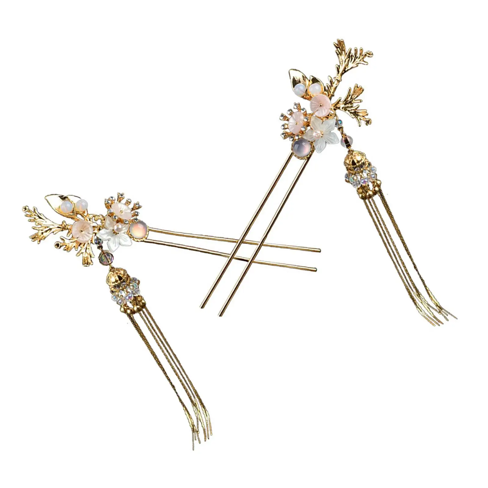 2x Ancient Chinese Hairpin, with Pendant, Classical Han Costumes ,with Tassel, Floral ,Flower Hair for Birthday Wedding