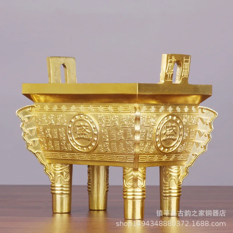 Pure Brass Square Grand Tripod Ornament Large Office Living Room Company Store Home Gift Craft