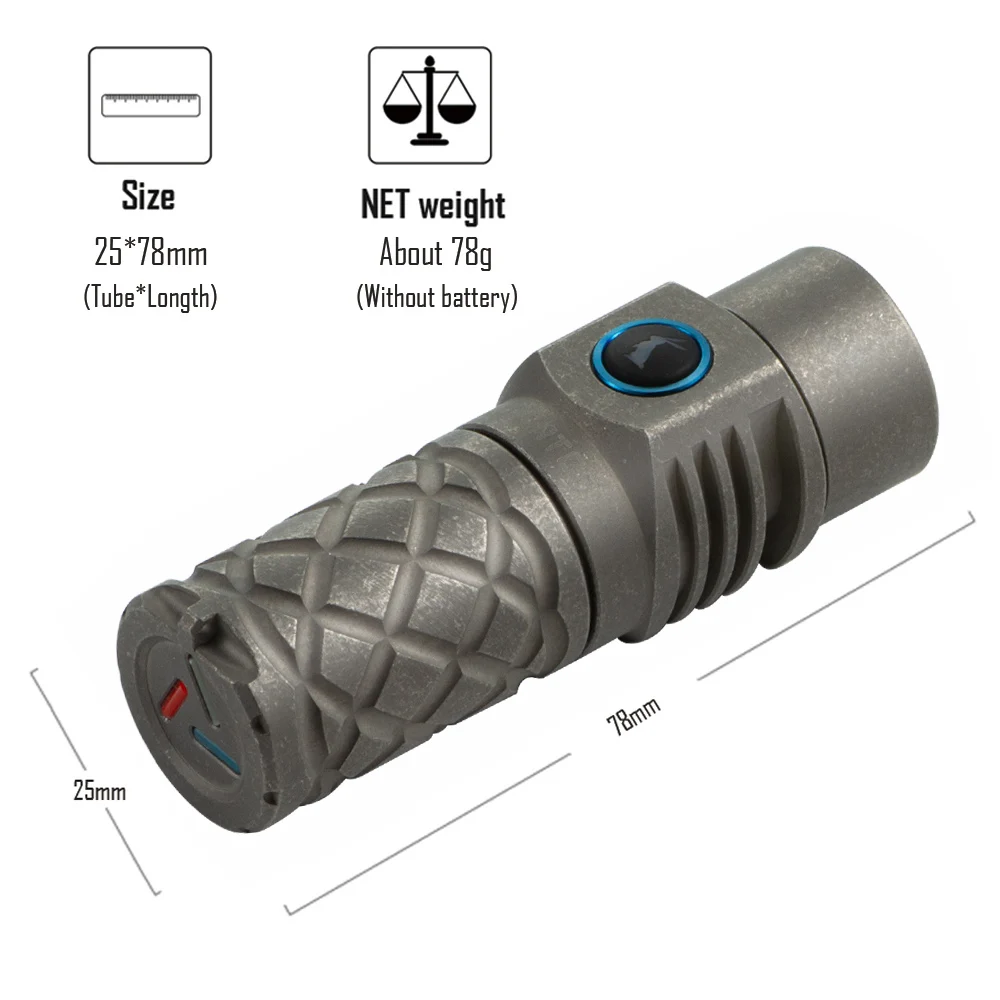 Imagem -04 - Edc Titanium Outdoor Led Lanterna Iluminação de Alta Potência Lanterna de Autodefesa Camping Tent Torch Thor Mini Bateria 700m 18350