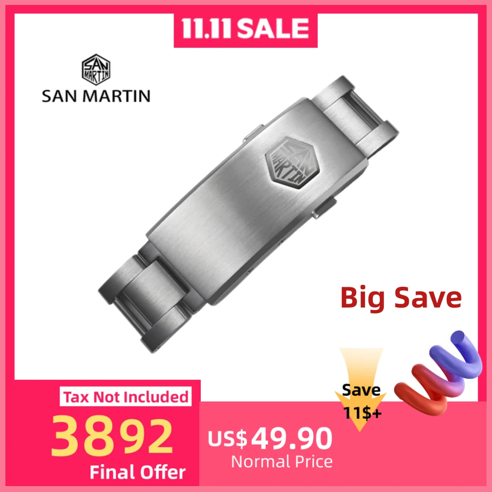 

San Martin 316L Satinless Steel Fly Adjustable Watch Clasp For 16mm Bracelet Folding Stretch Durable Easy To Install 걸쇠