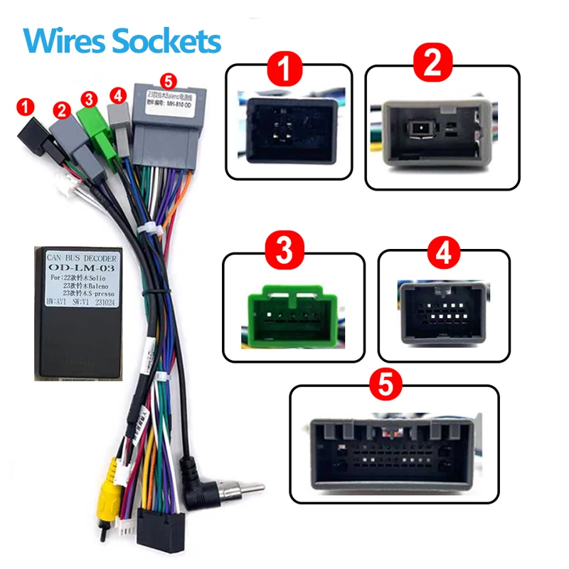 Kenvox android Car radio Canbus Box Decoder For Suzuki Solio Baleno S-presso 2022 16 pin Wiring Harness Plug Power Cable adapter