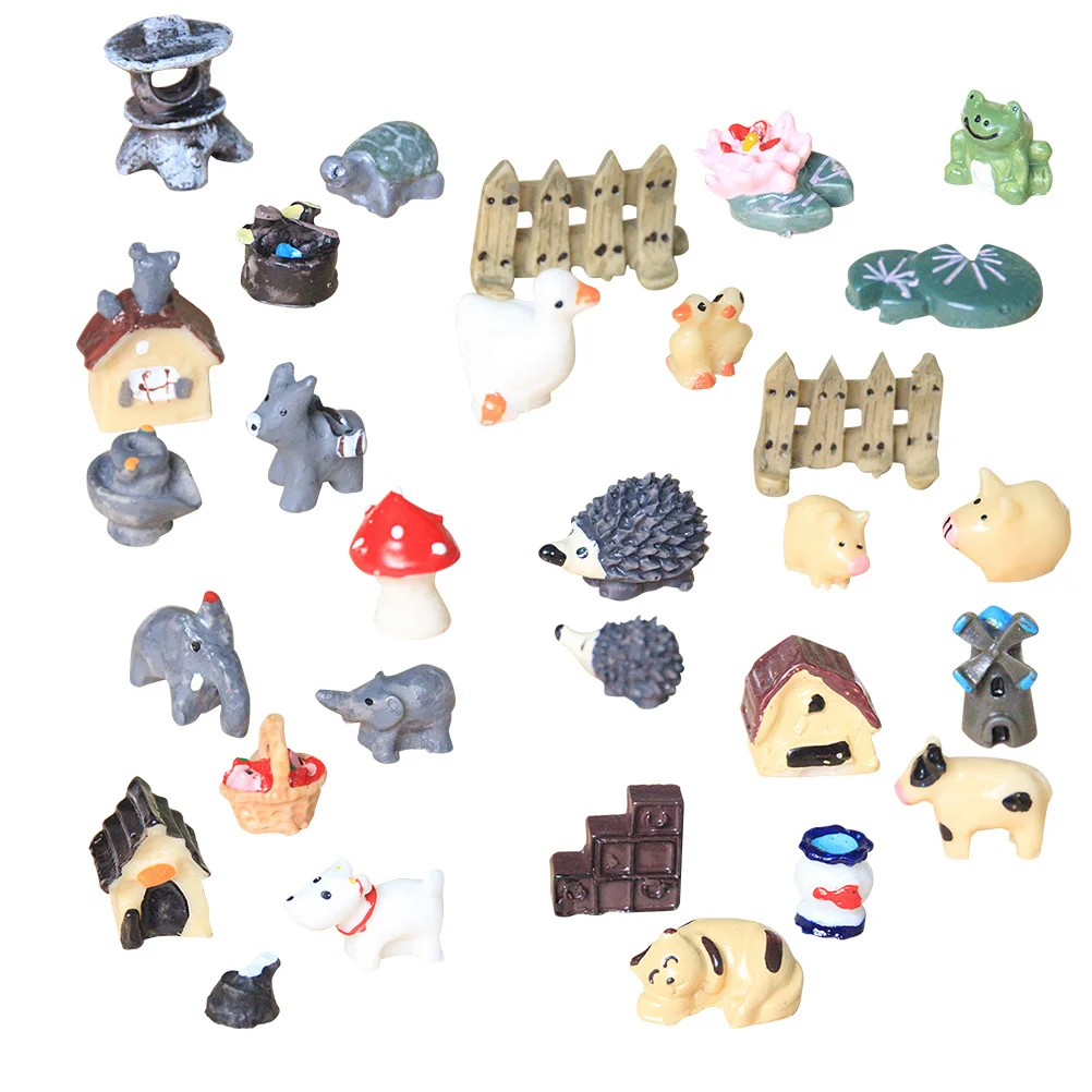 

30PCS Simulation Micro Landscape Meaty Ornaments Ecological Bottle DIY Accessories Animal Figurines Set Collection Home