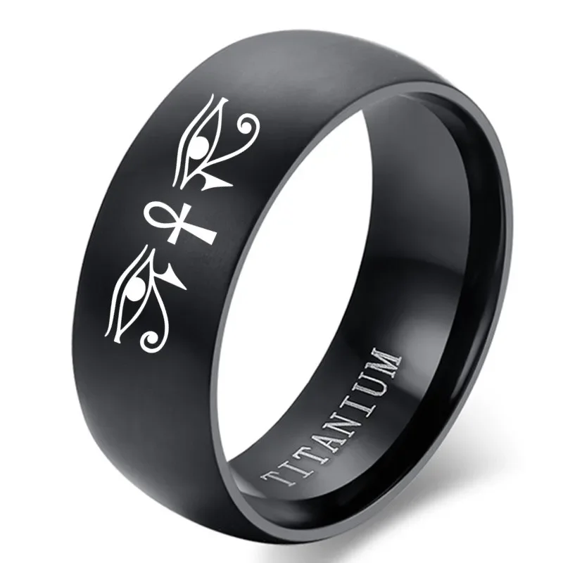 Black Egyptian Eye of Horus Ra Udjat Amulet Ring Stainless Steel Ring Egypt Pharaoh King Motor Biker Mens Women Ring Wholesale