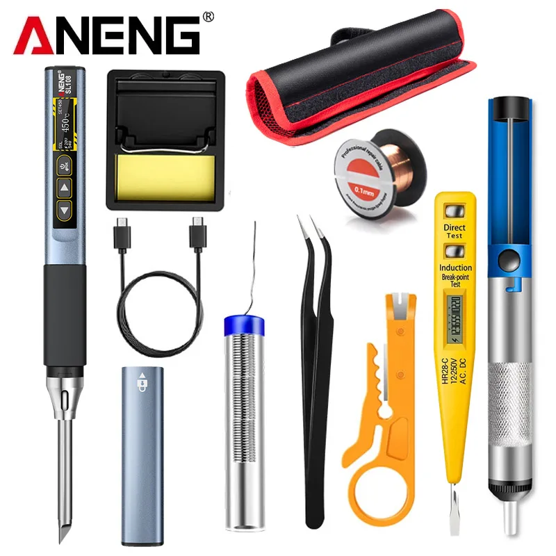 

Electric Soldering Irons kit ANENG Smart Adjustable Temperature 96W PD/QC Type-c Charging Digital Soldering Welding sl108 Tools