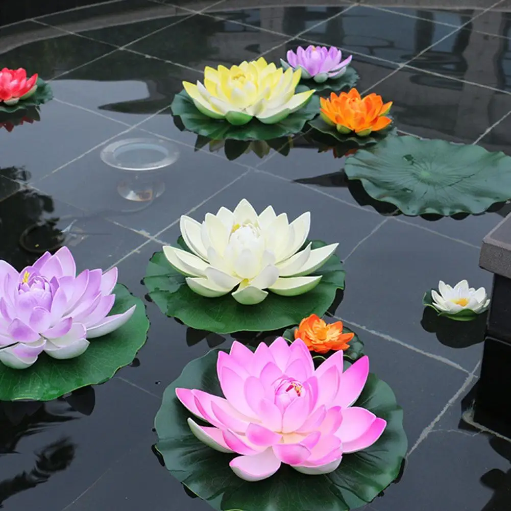 

YOUZI 18CM Artificial Floating Lotus Shape Water Surface Decorartion for Pool Pond