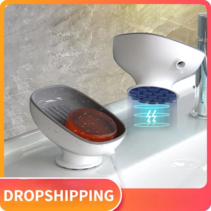 

Super Suction cup Soap Dish with drain water For Bathroom Soap Holder Kithcen Sponge Holder Soap container Bathroom Supplies