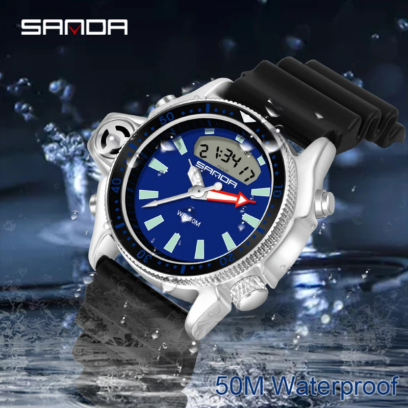 

Fashion Sanda New Sport Men's Watch Casual Style Watches Men Military Quartz Wristwatch Diver S Shock Man Relogio Masculino 3008