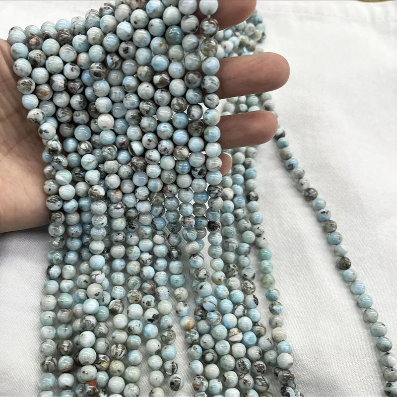 New Natural Blue Larimar Stone Beads 6 8 10mm Round Loose Spacer Genuine Gemstone Bead DIY Jewelry Making Bracelet Accessory 15