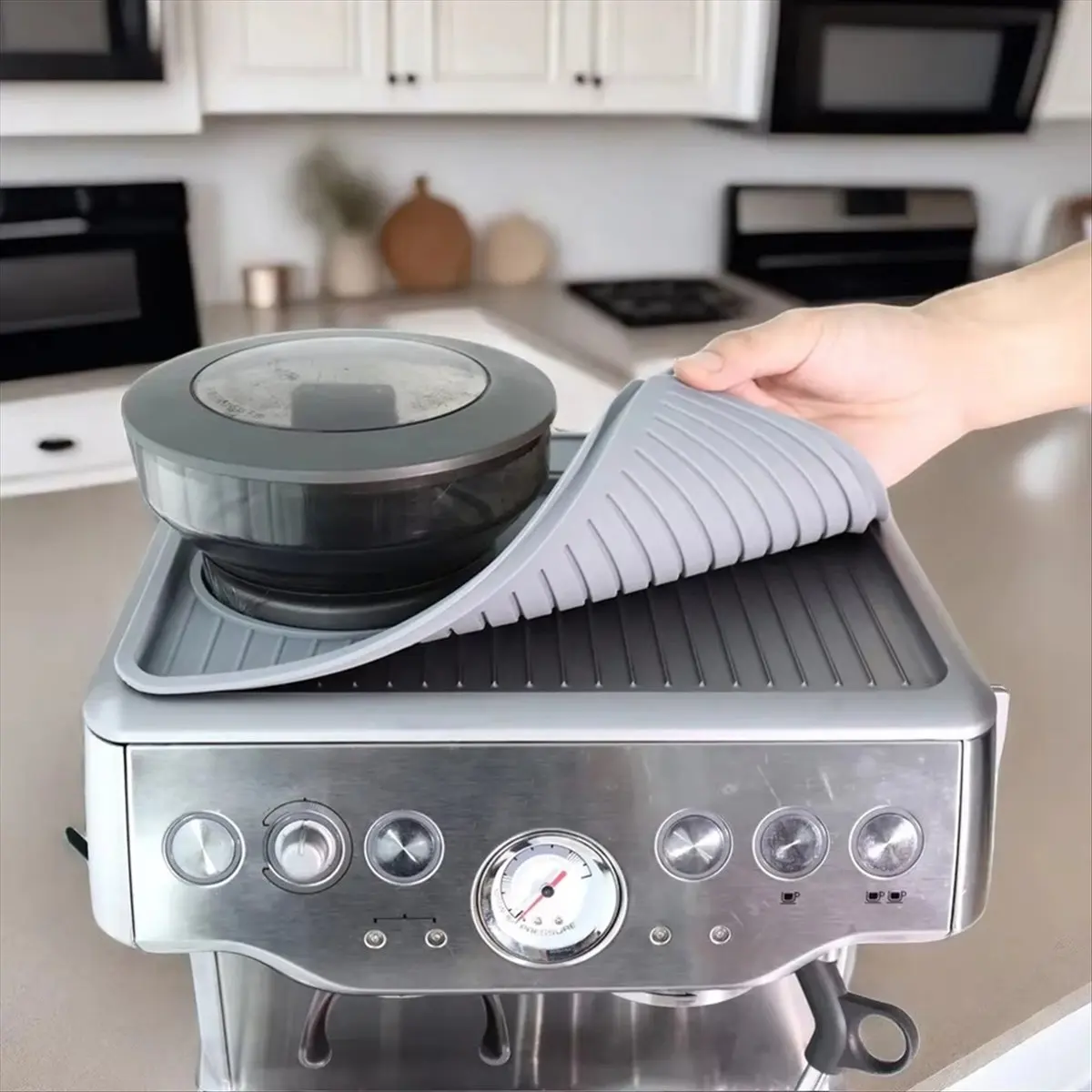 A78I Silicone Espresso Tamper Mat,Food Grade Silicone Mat - Anti-Slip, Food Grade Top Cover for Espresso Machines Black