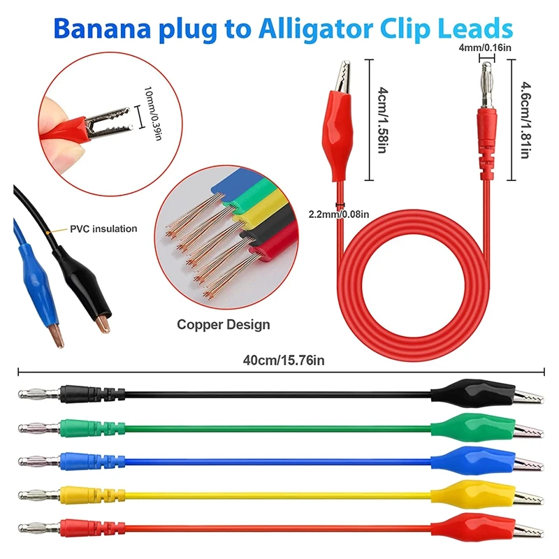 25 Piece Automotive Test Lead Kit, Back Probe Alligator Clip, Alligator Clip to 4mm Banana Plug Test Probe Back Probe-ABAM