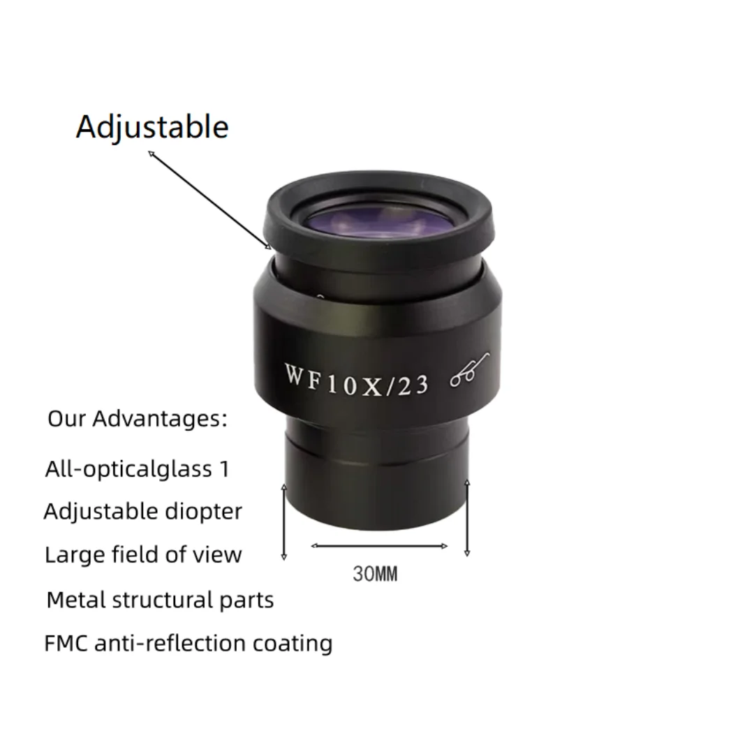 

Окуляр стереомикроскопа WF10X23 Поле зрения широкий и его оснащен измерительным окуляром со шкалой Интерф