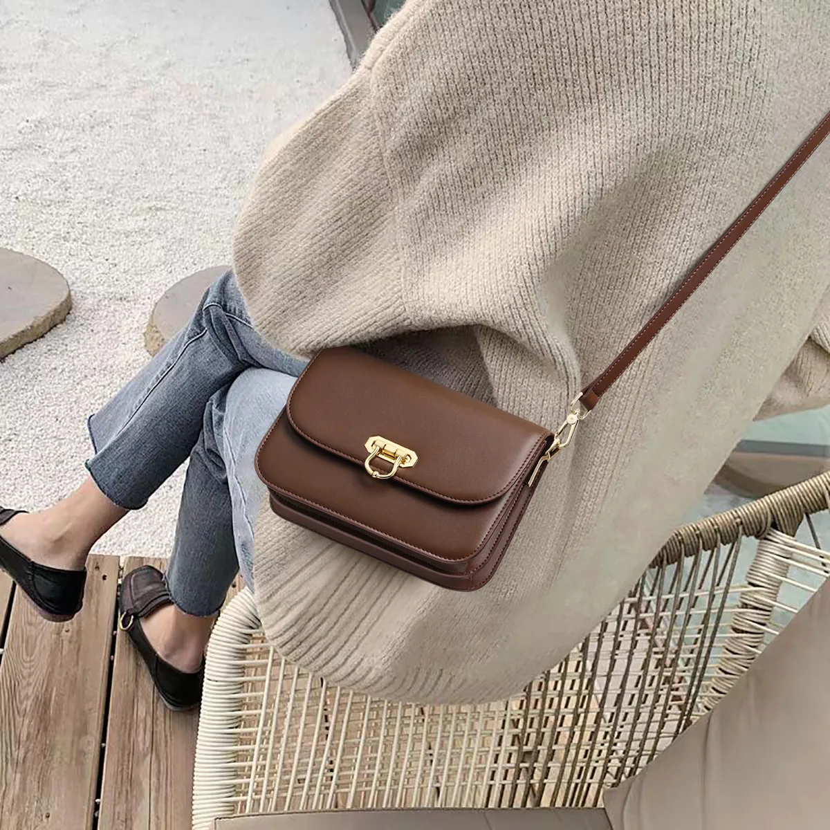 Bag 2023 New Genuine Leather Underarm Bag Chain Bag Fashion Crossbody Bag 2022 One Shoulder Small Square Bag