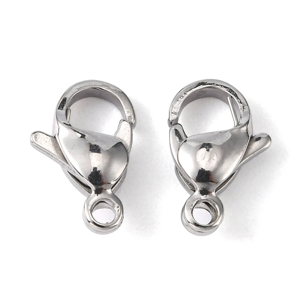 

304 Stainless Steel Lobster Claw Clasps Parrot Trigger Clasps Stainless Steel Color 11x7x3.5mm Hole: 1mm