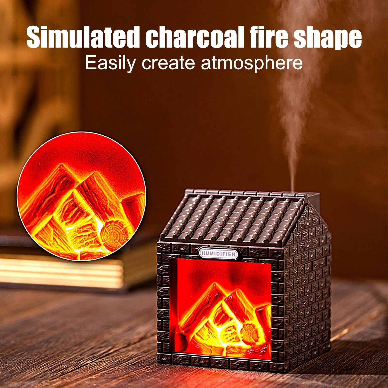 

Каминный увлажнитель, диффузор, имитация пламени, увлажнитель, диффузор тумана для спальни, зарядка через USB, прохладный распылитель тумана для дома