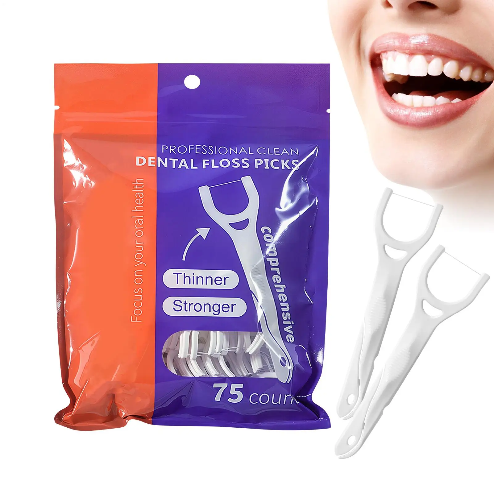 Y Shaped Floss Picks 75Pcs Smooth Floss With Built In Toothpick Design Deep Clean For Back Teeth Interdental Orals Care Tool